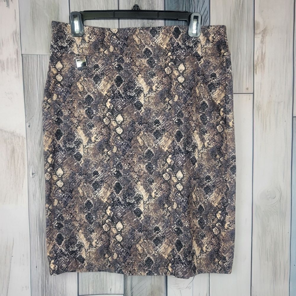 Alex & Olivia Brown Snake Print Pencil Skirt Size Medium